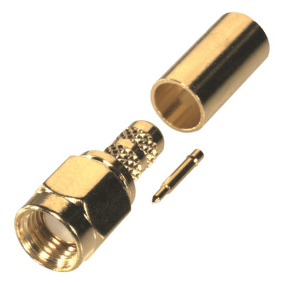 RF INDUSTRIES,LTD Conector SMA Macho de Anillo Plegable para Cable RG-58/U, Oro/Oro/Teflón.