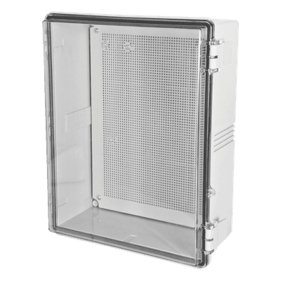 TXPRO Gabinetes NEMA, cuerpo gris, cubierta transparente (250 x 350 x 150 mm), para interior y exterior