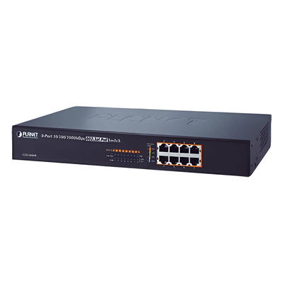 PLANET Switch no administrable de 8 Puertos 10/100/1000 Mbps con High PoE 802.3at, 240W potencia total