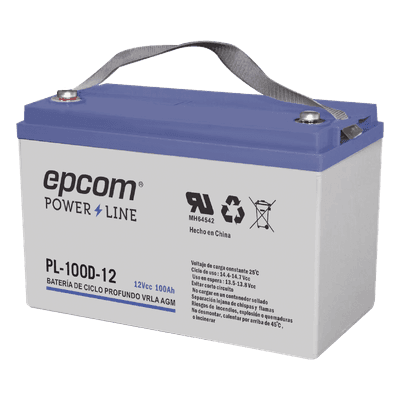 EPCOM POWERLINE Acumulador EPCOM 12V, 100Ah Tecnología VRLA AGM Ciclo Profundo para Aplicaciones Fotovoltaicas terminales tipo M6 ( HEX )