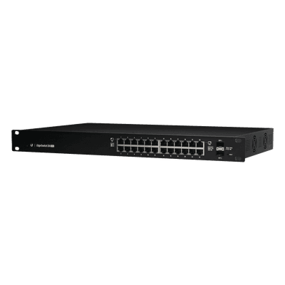 UBIQUITI Switch EdgeMAX Administrable de 24 Puertos Gigabit con PoE+/PoE Pasivo 24V + 2 Puertos SFP, 500 W