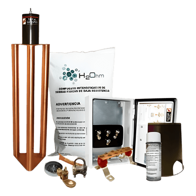 TOTAL GROUND Kit de Tierra Física Con Electrodo Magnetoactivo Capacidad Max: 400 AMP