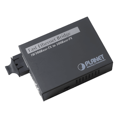 PLANET Convertidor de medios 100 Mbps UTP/fibra óptica Mono-Modo hasta 15 Km, conector SC