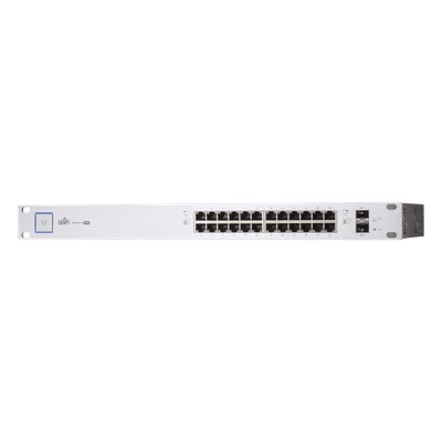 UBIQUITI Switch PoE UniFi capa 2 Administrable de 26 puertos Gigabit (24 eth PoE y 2 SFP) 802.3 af/at / Pasivo 24V, 500 Watts, throughput de 38.69 Mpps