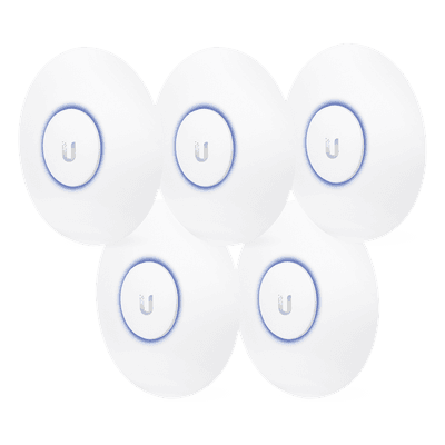 UBIQUITI Paquete de 5 Access Point UniFi, doble banda 802.11ac, MIMO 2X2, soporta 100 clientes, hasta 867 Mbps, para interior, PoE 802.3af.