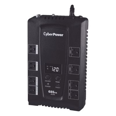 CYBERPOWER UPS de 685 VA/390 W, Topología Línea Interactiva, Entrada 120 Vca NEMA 5-15P, Tipo Gabinete Compacto, Con 8 Tomas NEMA 5-15R