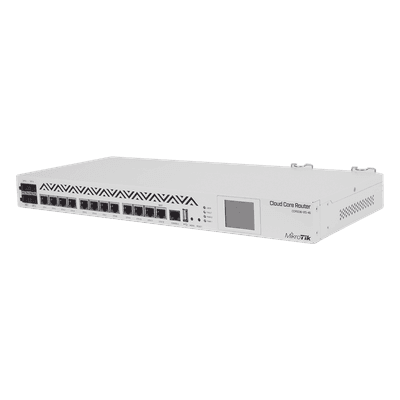 MIKROTIK Cloud Core Router, CPU 36 Núcleos, Througput 16Gbps / 24Mpps, 12 Puertos Gigabit Ethernet, 4 Puertos SFP y 4 GB de memoria, Ideal para IPsec