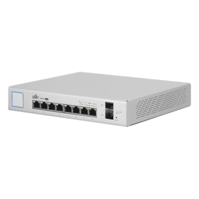 UBIQUITI Switch UniFi Administrable de 8 Puertos Gigabit PoE+ 802.3at/af y PoE Pasivo 24V.