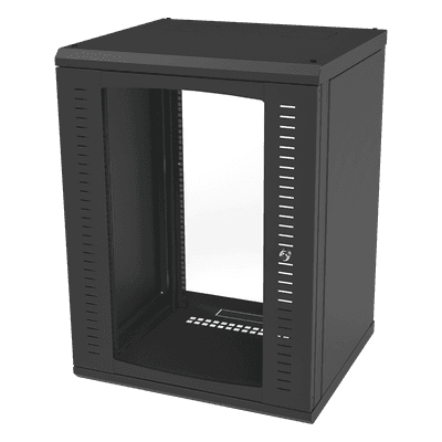 LINKEDPRO BY EPCOM Gabinete para Montaje en Pared, Puerta de Cristal Templado, Cuerpo Fijo con Rack 19" de 16 Unidades
