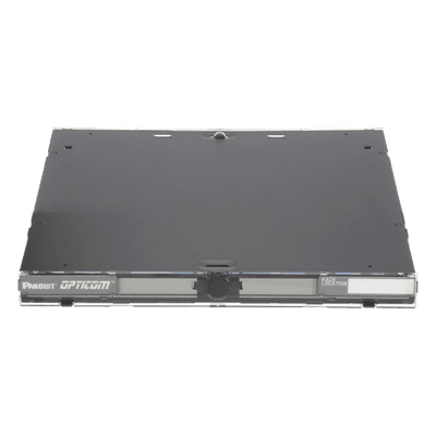 PANDUIT Panel de Distribución de Fibra Óptica, Acepta 3 Placas FAP o FMP, Bandeja Deslizable, Hasta 72 Fibras, Color Negro, 1UR