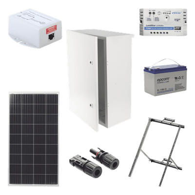 EPCOM POWERLINE Kit Solar de 14 W con PoE Pasivo 24 Vcc para un radio de Ubiquiti airMAX o Cambium ePMP