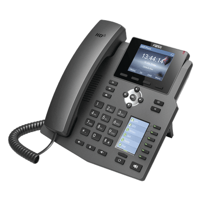 FANVIL Teléfono IP empresarial para 4 líneas SIP con 2 pantallas LCD, 6 teclas BLF/DSS, conferencia de 3 vías, PoE