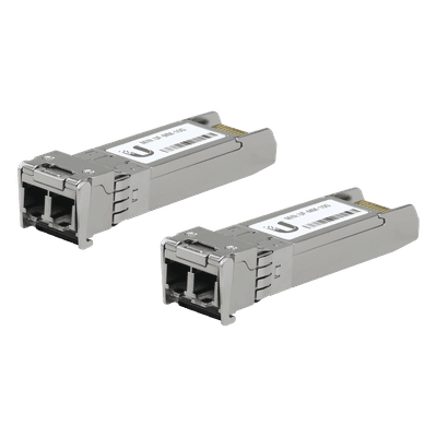 UBIQUITI UFiber Módulo SFP+ 10G, transceptor MiniGibic MultiModo 10 Gbps, distancia 300m, conectores LC, paquete de 2 piezas