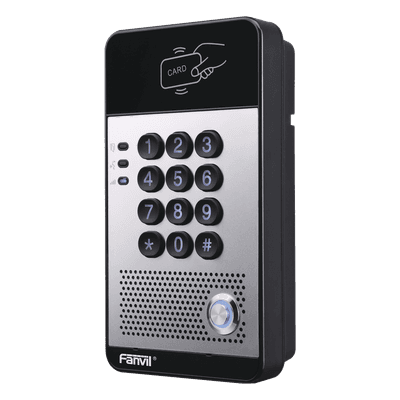 FANVIL Audio Portero IP con 2 líneas SIP, relevador integrado, teclado numérico y lectora de tarjetas RFID para control de acceso, PoE