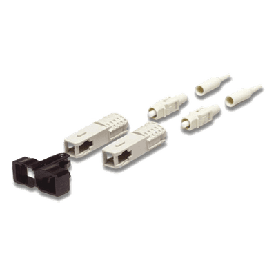 SIEMON Conector de Fibra Óptica SC Duplex, Epoxico, Fibra Recubierta, Multimodo, Botas Color Negro y Beige (No pre-pulido)