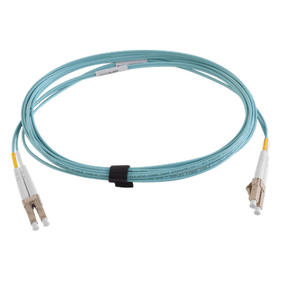 SIEMON Jumper de Fibra Óptica Multimodo 50/125 XGLO OM4, LC-LC Duplex, OFNR, Color Aqua, 5 Metros (16.40 Pies)