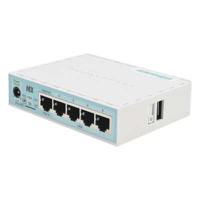 MIKROTIK (hEX) RouterBoard, 5 Puertos Gigabit Ethernet, 1 Puerto USB y versión 3