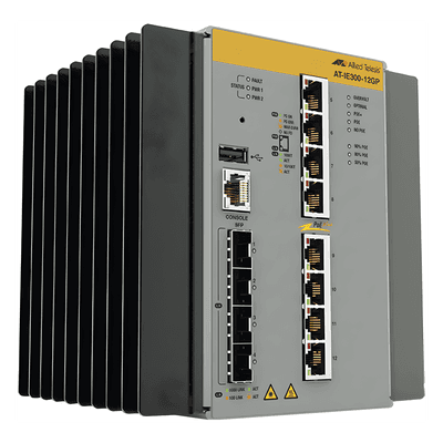 ALLIED TELESIS Switch Industrial Hi-PoE Continuo Administrable Capa 3 de 8 x 10/100/1000 Mbps + 4 Puertos SFP, 240 W.