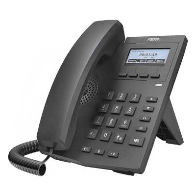 FANVIL Teléfono IP empresarial para 2 lineas SIP con pantalla LCD 128 x 48 Px y conferencia de 3 vías, PoE