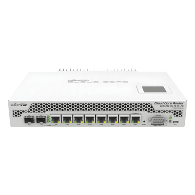 MIKROTIK Cloud Core Router, CPU 9 Núcleos,7 Puertos Gigabit, 1 Combo TP/SFP, 1 puerto SFP+, 2 GB memoria y enfriamiento pasivo