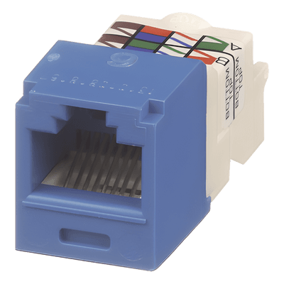 PANDUIT Conector Jack RJ45 Estilo TP, Mini-Com, Categoría 6, de 8 posiciones y 8 cables, Color Azul