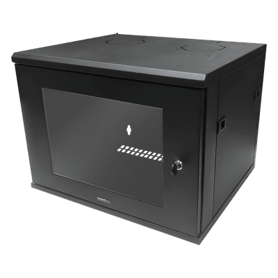 LINKEDPRO BY EPCOM Gabinete de Montaje en Pared, Con Puerta de Cristal, de 19in, 6UR, Color Negro
