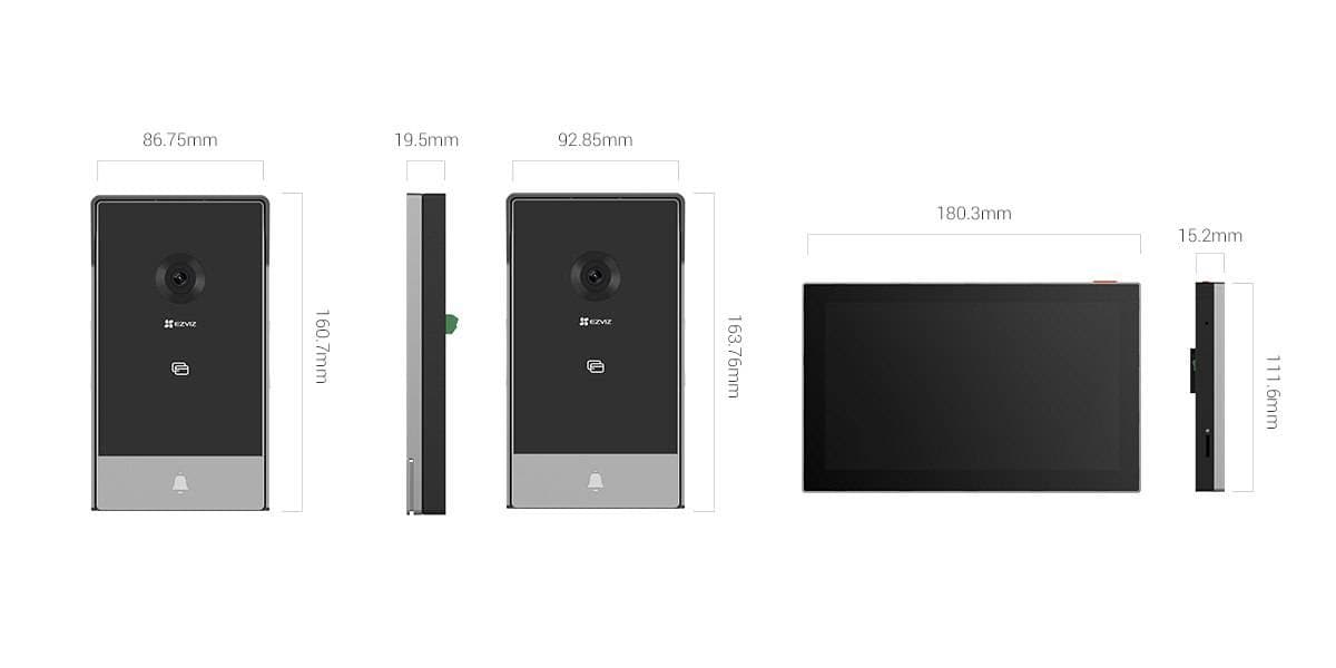 EZVIZ Videoportero EZVIZ HP7, Negro, H.265 / H.264, 7 pulgadas, 2048 x 1296 pixeles