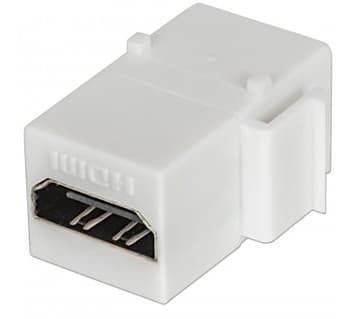 INTELLINET 771351 Cople HDMI, Tipo Keystone, HDMI hembra a HDMI hembra, blanco, Compatible con páneles de parcheo, tapas y cajas de pared