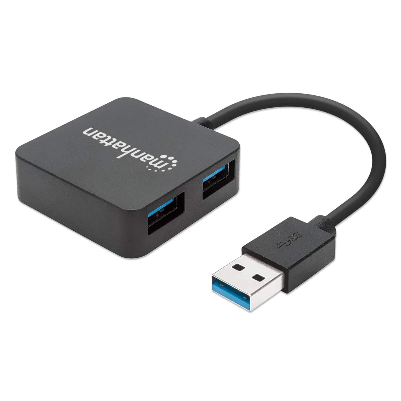 MANHATTAN 162296 Hub USB 3.0 de SuperVelocidad, hasta 5 Gbps, capacidad de carga hasta 0.9 A