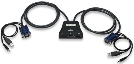 MANHATTAN 151245 Mini Switch KVM de 2 puertos, 2 puertos, USB, Con soporte de audio