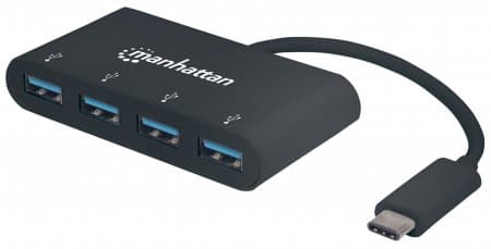 MANHATTAN 162746 Hub USB-C 3.2 Gen 1 USB-C macho a cuatro USB-A hembra, USB SuperSpeed a 5 Gbps