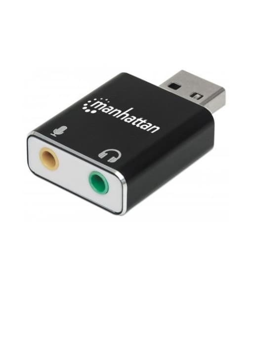 MANHATTAN 152754 Adaptador USB-A a Puertos de 3.5 mm para Entrada de Micrófono y Salida de Audio, Soporta sonido estereo 2.1