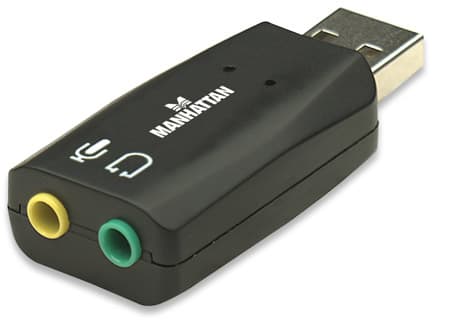 MANHATTAN 150859 Adaptador de Audio 3-D USB de Alta Velocidad; Mejoran el acceso y la calidad del audio.