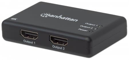 MANHATTAN 207669 Splitter HDMI de 2 puertos; Resolución 4K@30Hz, Video full 3D y Color Profundo.
