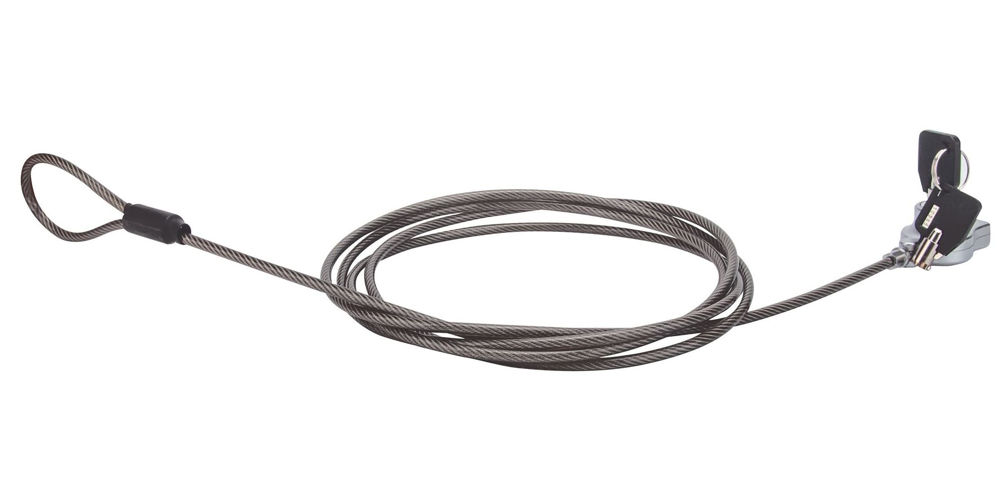 MANHATTAN 440295 Candado de Seguridad Wedge N17 para Portátiles, cable de acero, forro de PVC transparente, incluye dos llaves, 2 m