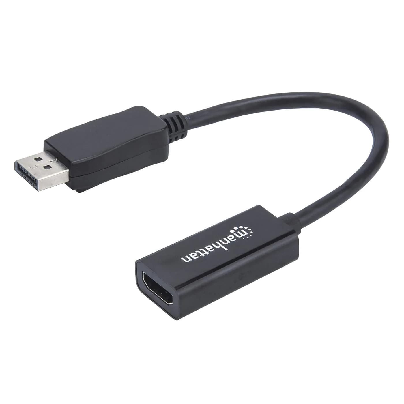 MANHATTAN 151634 Adaptador Pasivo de DisplayPort Macho a HDMI Hembra, 1080p a 60Hz, Negro; Convierte una señal DisplayPort en una señal HDMI