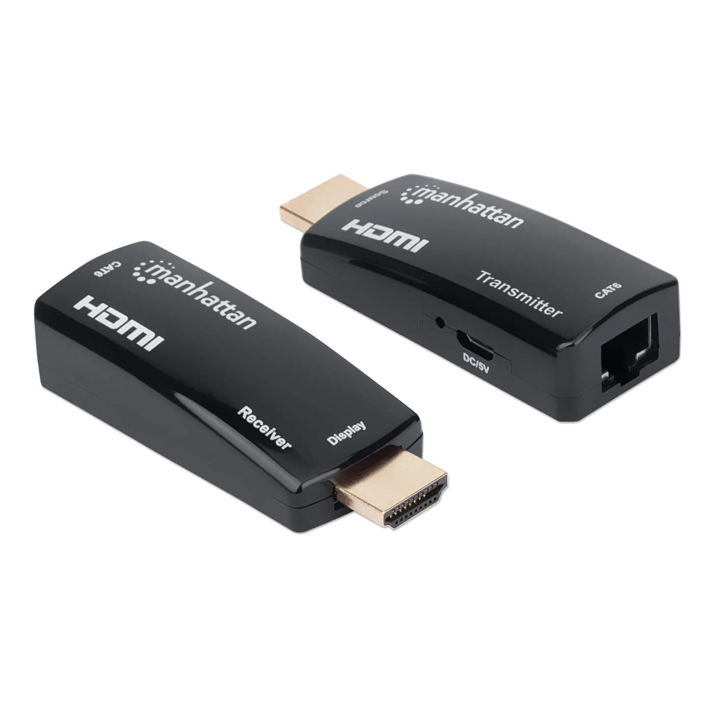 MANHATTAN 207539 Kit Extensor compacto de HDMI sobre Ethernet. Extiende una señal HDMI hasta 60 m usando un cable Ethernet Cat6