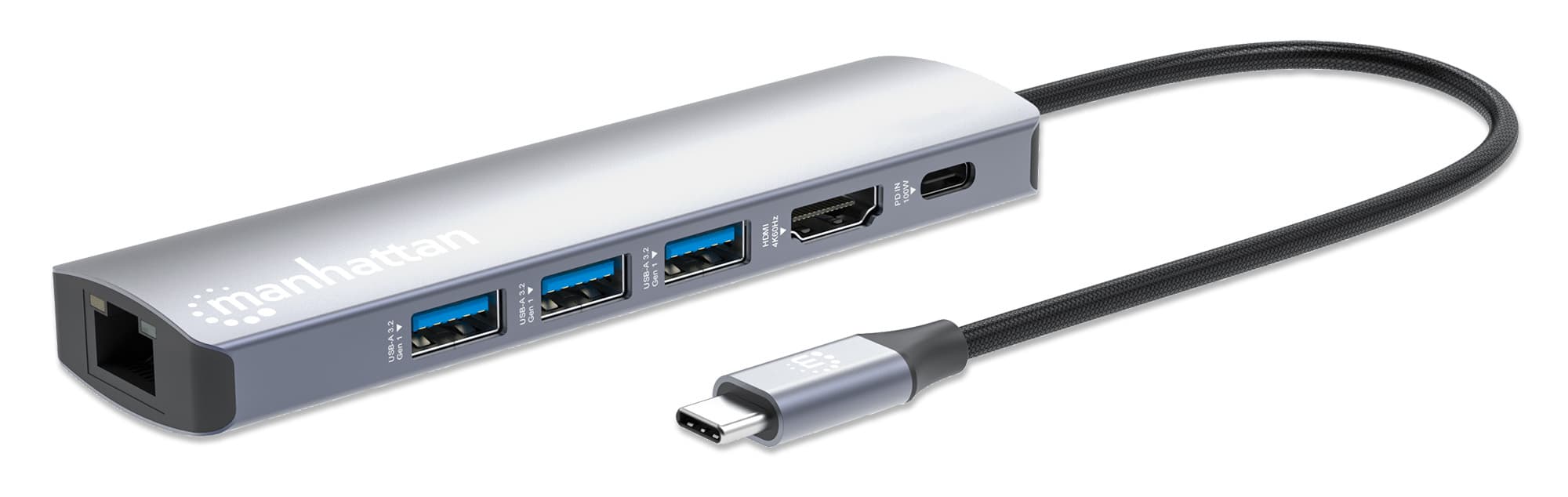MANHATTAN 153959 Docking USB-C con Hub, 6 en 1