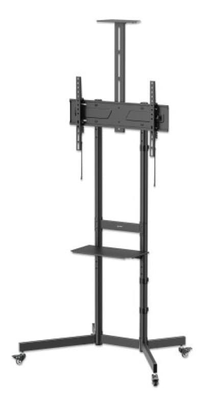 MANHATTAN Soporte TV tipo carro, 37 a 70, hasta 70 kg (154 lb), inclinación de -10 a 5°, repisas para cámara y AV, Ruedas con frenos y PVC, MANHATTAN 462716
