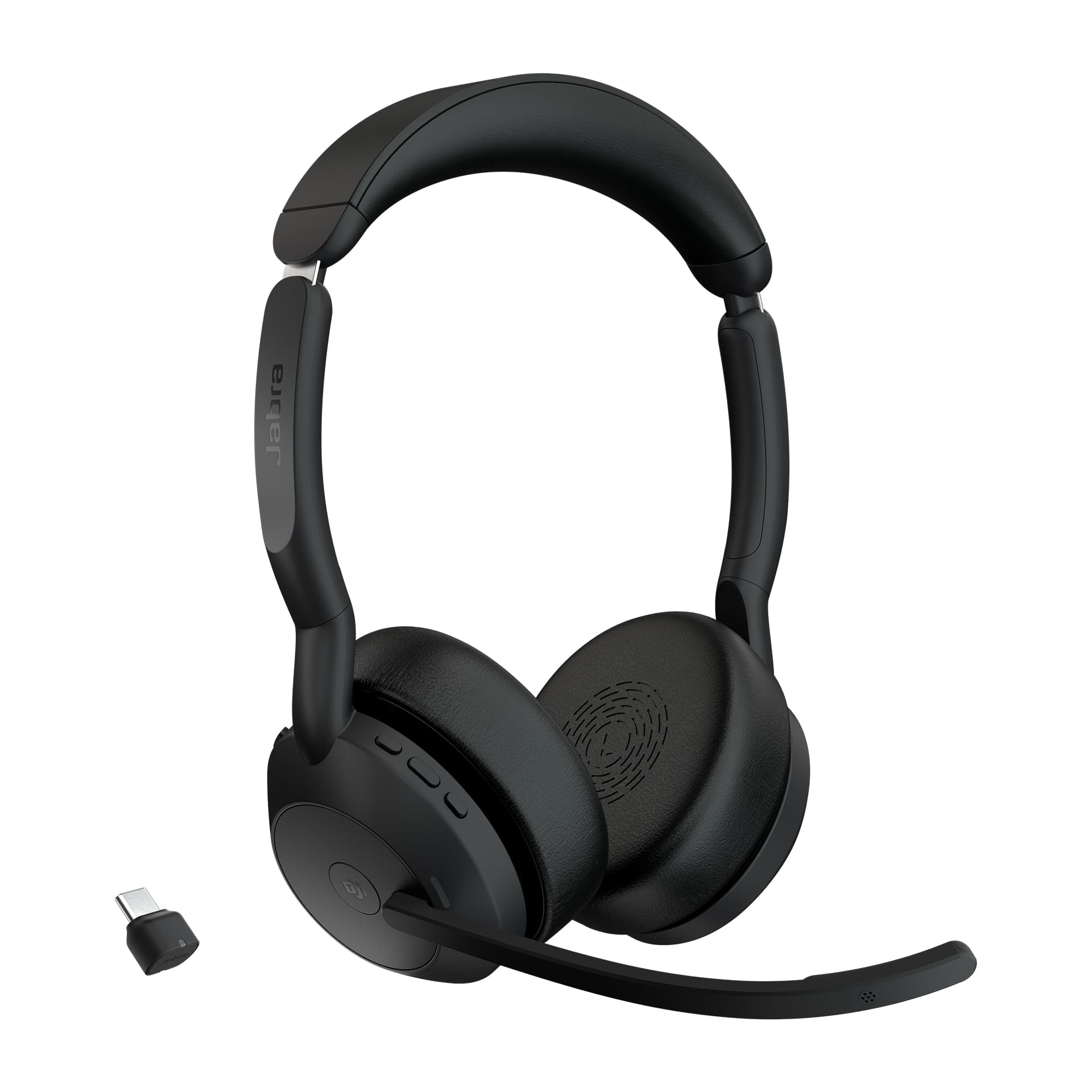 Jabra Jabra Evolve2 55 audífonos inalámbricos tipo diadema estéreo con adaptador Bluetooth Link 390c, cancelación activa de ruido y certificación para MS