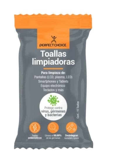 PERFECT CHOICE Toallas limpiadoras PERFECT CHOICE, Paños húmedos, Pantallas / Plásticos, Poliéster
