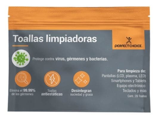 PERFECT CHOICE Toallas limpiadoras PERFECT CHOICE, Paños húmedos, LCD/TFT/Plasma