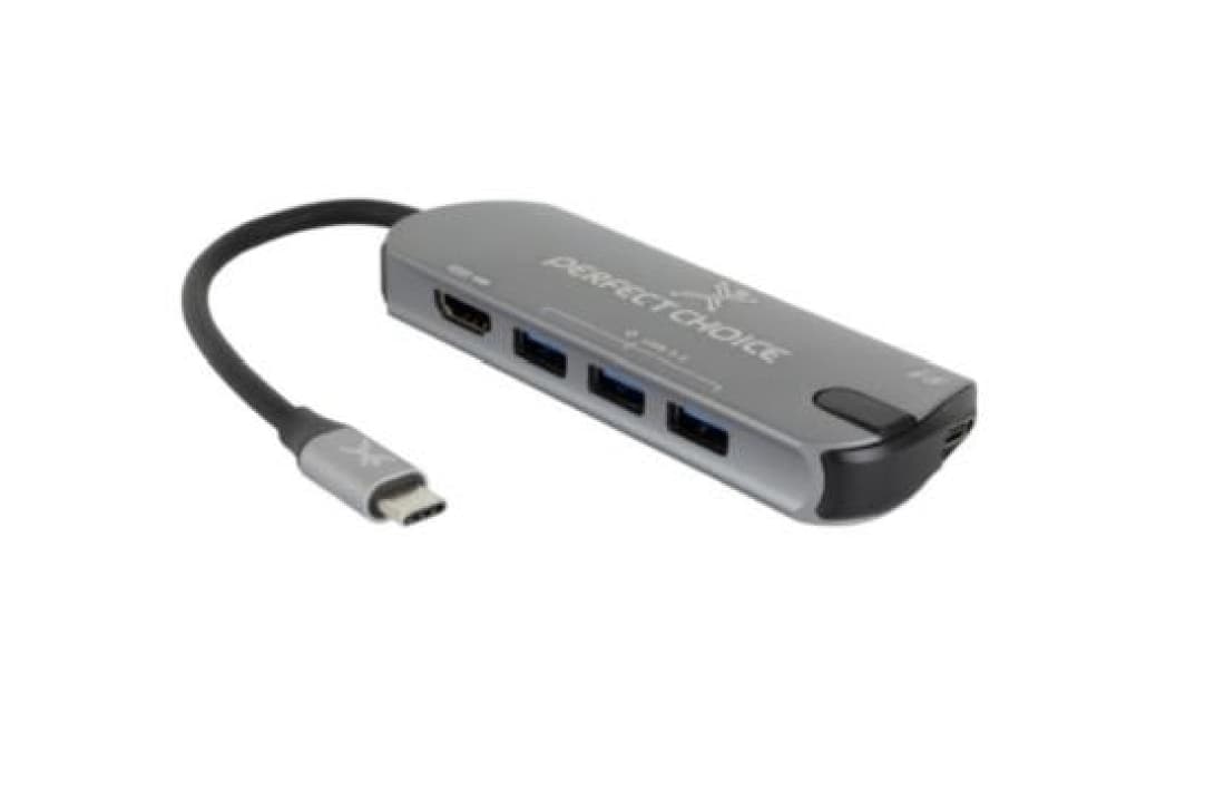 PERFECT CHOICE HUB 5 EN 1 USB-C PERFECT CHOICE PC-101246, USB, 5 puertos