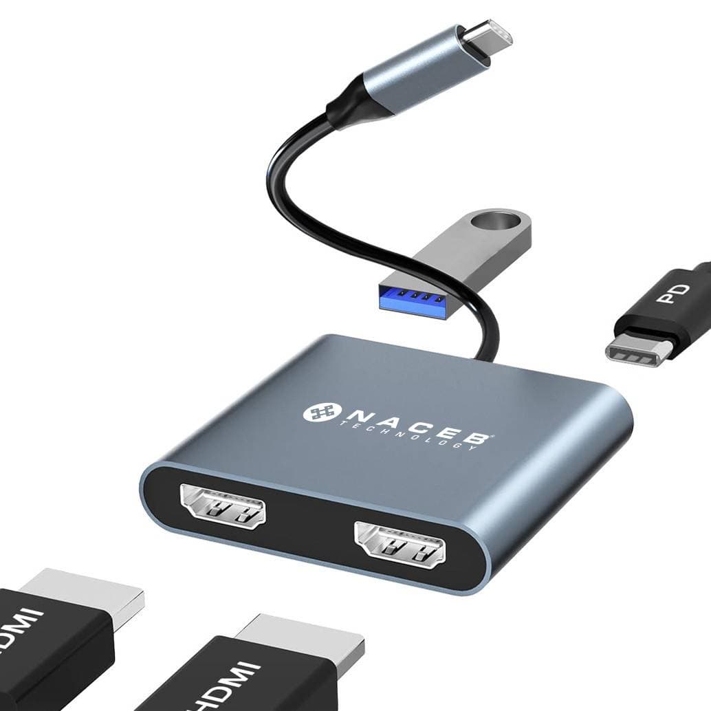 Naceb Technology NACEB ADAPTADOR USB-C DUAL HDMI+USB3.0+PD100W NA-0148