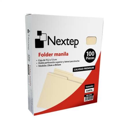 Nextep Folder Manila Nextep NE-010 Económico con 100 piezas tamaño carta medidas 29.5cm por 23 cm