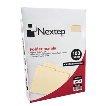 Nextep Folder Manila Nextep NE-011 Económico con 100 piezas tamaño Oficio medidas 34cm por 23 cm