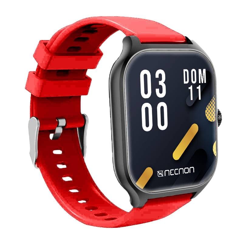 NECNON SMARTWATCH NSW-101 2.01 IP67 BT 5.0 APP FITPRO BAT 180 mAH MIDE CALORIAS FC CON VIBRACIÓN MULTIMEDIA FUNCIÓN BUSCAR Y FOTOS A DISTANCIA NEGRO/ROJO