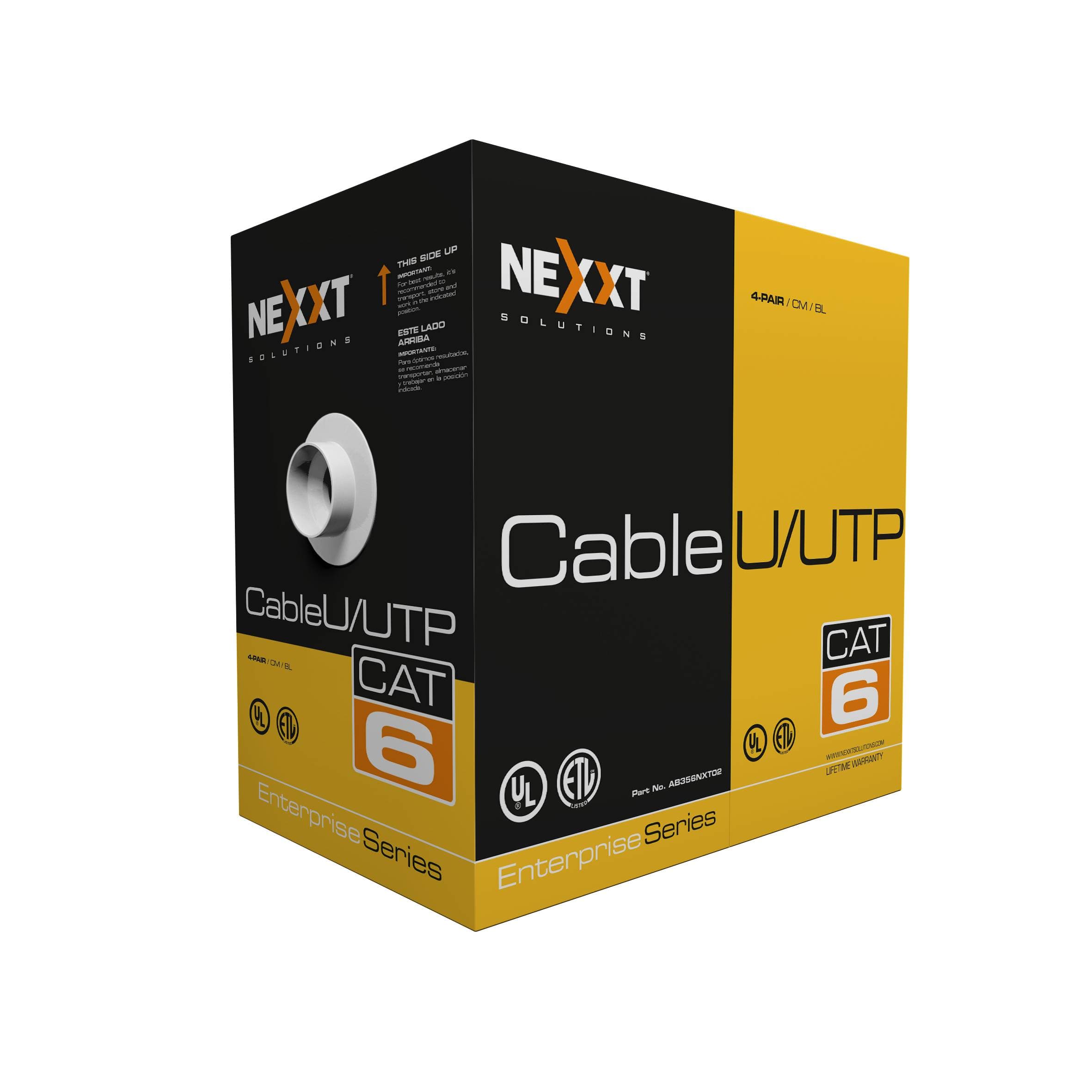 NEXXT Bobina de Cable Cat.6 UTP, revestimiento tipo CM, 305M, Azul Enterprise 100% Cobre 23 AWG