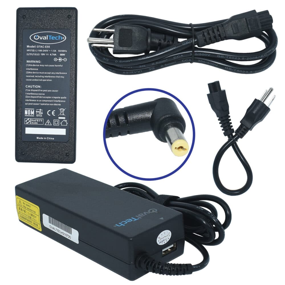 OVALTECH Cargador/adaptador para laptop OVALTECH OTAC-E55 de 90W, 19V , 4.47A (5.5*1.7)