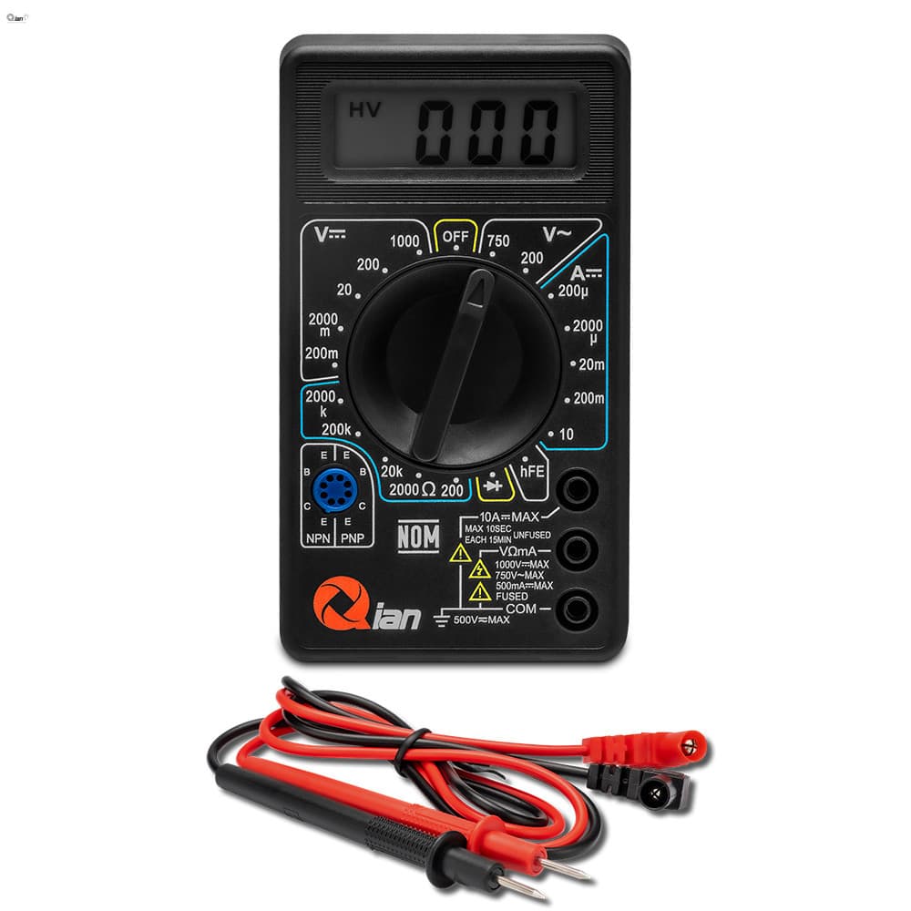 Qian QIAN MULTIMETRO DIGITAL PANTALLA LCD DE 3 Y MEDIO DIGITOS, MUESTREO 2 VECES X SEGUNDO, BATERIA 9V NEDA O 6F22 INCLUIDOS MOD. QAD-90011